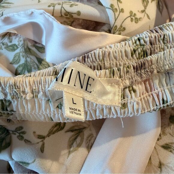 Mine Floral Corset Satin Tie Strap Cottagecore Regency Picnic Midi Dress Large - Picture 9 of 9